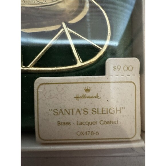 Hallmark Brass Christmas Ornament Santa's Sleigh 1982 Santa Claus Toys Metal - Picture 3 of 7